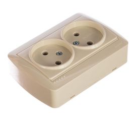 Двойная розетка Lezard DEMET без заземления, закрытый корпус, кремовый 711-0300-128 