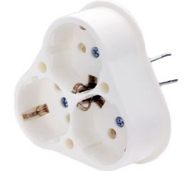 Розетка NE-AD 3-гнезда с заземлением для скрытой установки, треугольник, 16А, 250В, Белый 1003-A 