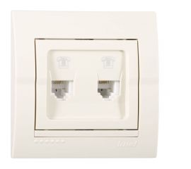 Розетка Lezard DERIY RJ11x2 евро крем 702-0303-138 