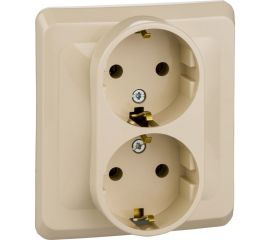 Двухместная розетка Schneider Electric СП Этюд 16А с заземлением, кремовый PC16-007K 