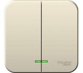 2-клавишный выключатель Schneider Electric BLANCA, открытой установки, с подсветкой, 6А, 250B, молочный BLNVA065112 