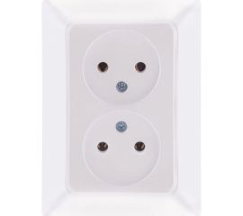 Розетка NE-AD 2-гнезда без заземления, керамика, 16А, 250В, Aras, Белый жемчуг, 93-126-75-P 