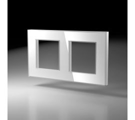 Двухпостовая горизонтальная/вертикальная рамка CGSS стеклянная, белая Эстетика GL-P102-WCG 