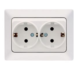 Розетка NE-AD 2-гнезда с заземлением, 16А, 250В, Aras, Белый, 93-110-85 