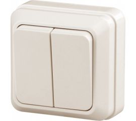Двухклавишный выключатель Intro Quadro 2-104-02 10А-250В, IP20, открытая установка, слоновая кость, Б0053759 