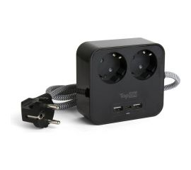 Сетевой фильтр TopOn TOP-PWS2 на 2 розетки с 2 USB-A и USB-C, 4000W, 1.5 м Черный TOP-PWS2B 