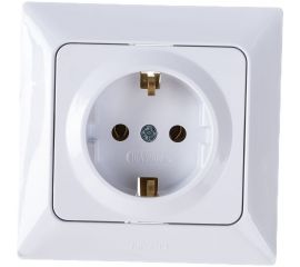 Розетка NE-AD с/з, керамика, 16А, 250В, Aras, Белый, 1/12/120, 93-110-08-P 