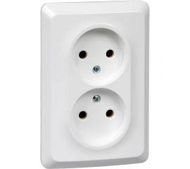 Двойная розетка Schneider Electric ЭТЮД, С/У, без заземления, без шторок, 16А, 250B, БЕЛЫЙ PC16-105B 