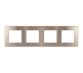 Рамка для розеток и выключателей ЭРА Серия 12 12510404 на 4 поста, Сатин, шампань Б0052532 