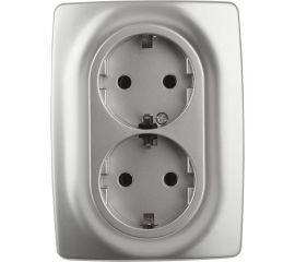 Розетка ЭРА 12-2106-03 2X2P+E Schuko, 16A-250В, IP20, алюминий Б0031230 