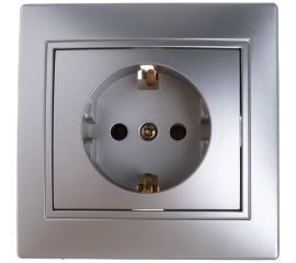 Розетка Intro 2P+E Schuko, 16А, 250В, IP20, СУ, Plano, алюминий Б0030058 
