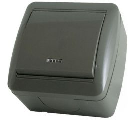 1-клавишный выключатель TDM открытой установки с подсветкой IP44 10А серый "Селигер" SQ1818-0103 