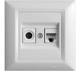 Двойная розетка LAN + TV Vesta Electric Roma для сетевого кабеля FRZTV010102BEL 