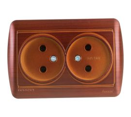 Двойная розетка Lezard DEMET без заземления, закрытый корпус, махагон 711-0500-128 