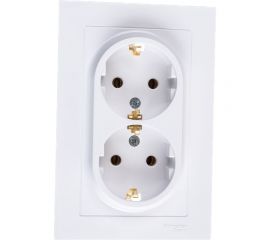 Двухместная розетка Schneider Electric ATLAS DESIGN с заземлением 16А в сборе белая ATN000124 