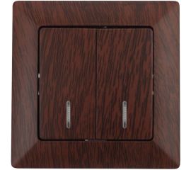 Двойной выключатель с подсветкой Intro 410510 10А, 250В, СУ, Solo, венге Б0043296 