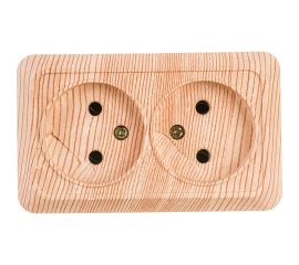 Розетка Intro Quadro 2-203-11 двойная без заземления 2x2P, 16А-250В, IP20, открытая установка, сосна, Б0053798 