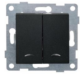 Выключатель GUSI ELECTRIC Ugra 2 клавиши, индикация, СУ, 10А, 250В, графит С11В28-010 