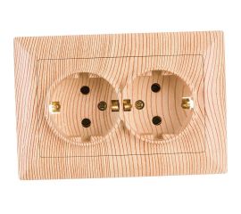 Розетка Intro 420511 2х2PE Schuko, 16А, 250В, СУ, Solo, сосна Б0043339 