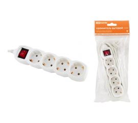 Удлинитель TDM У04В, выключатель, 4 гнезда, 5метров, с заземлением, ПВС, 3х1мм2, 16А/250В SQ1303-0112 