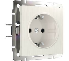 Розетка WERKEL W1171113 с заземлением и шторками перламутровый рифленый a051188 