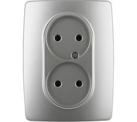Розетка ЭРА 12210703 2x2P, 16A, 250В, IP20, 2, алюминий Б0031240 
