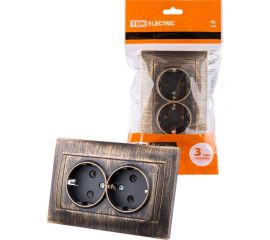 Двойная розетка TDM 2П+З 16А 250В старинная бронза Лама SQ1815-0766 