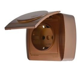 Розетка Lezard DEMET с/з с крышкой махагон 711-0500-123 