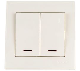 Двойной выключатель с подсветкой LEZARD RAIN крем 703-0303-112 