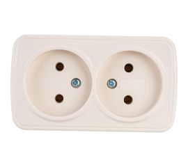 Двойная розетка TDM 2П открытой установки IP20 10А, слоновая кость Дача Народная SQ1824-0022 