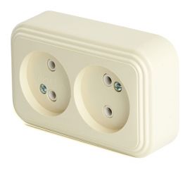 2-местная розетка STEKKER без заземляющего контакта, 250В, 16А, IP20, PST16-30-20 (RA 16-237-БЖ), слоновая кость 49057 