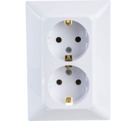 Розетка NE-AD 2-гнезда с заземлением, керамика, 16А, 250В, Aras, Белый, 93-110-85-P 