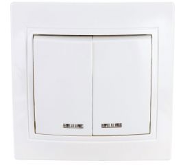Двухклавишный выключатель TDM с подсветкой, белый Таймыр SQ1814-0005 