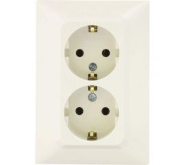Розетка NE-AD 2-гнезда с заземлением, керамика, 16А, 250В, Aras, Крем, 93-111-85-P 