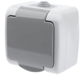 Розетка Intro Atlantic 5-202-03 с заземлением со шторками Schuko открытой установки серый Б0050946 