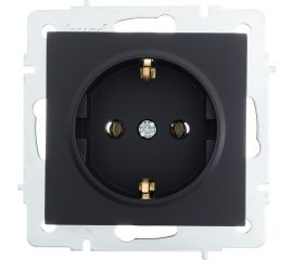 Розетка Lezard VESNA с заземлением, ПБТ, чёрный бархат 742-4288-122B 