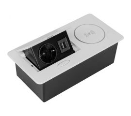 Выдвижная розетка (выдвижной блок розеток) SETE 1 EURO розетка, 2 USB, беспроводная зарядка SBT-1UCW-10 