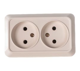 Розетка Intro Quadro двойная без заземления 2x2P, 16А-250В, IP20, открытая установка, слоновая кость, Б0053794 
