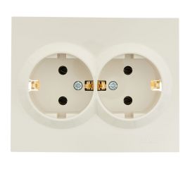 Двойная розетка Lezard VESNA с заземлением, ПБТ, крем 742-0300-127B 