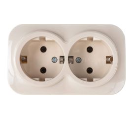 2-ая розетка IEK РС22-3-ХК с з/к о/у 16А GLORY кремовый ERH21-K33-16 