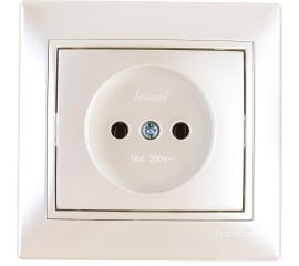 Розетка Lezard Мира без заземления керамика жемчужно-белый перламутр со вст. 701-3030-121 