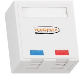 Настенная розетка NIKOMAX 2 порта, со шторками, белая NMC-WO2UD2-FT-ST-WT 