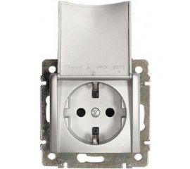 Одноместная розетка с крышкой и заземлением, алюминий Legrand Valena 770122 