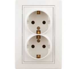 Двойная розетка Intro Plano с заземлением 2x2P+E Schuko, 16А-250В, IP20, СУ, слоновая кость, Б0053916 