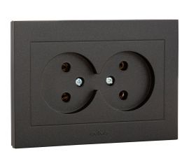 2-местная розетка OVIVO без заземления GRANO, черный металлик, 400-170300-908 