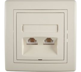 Телефонная розетка Aling-conel PRESTIGE 2xRJ12 6/4 Cat3, бежевая 613.999 113219 