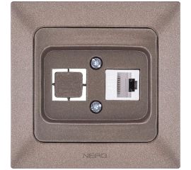 Компьютерная розетка NE-AD + гнездо с заглушкой, CAT6, Aras, Мокка, 93-125-23-D1 