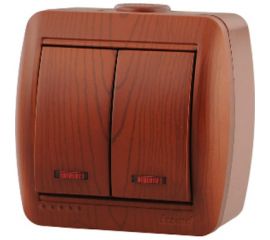 Двойной проходной выключатель Lezard NATA вишня 710-0600-106 