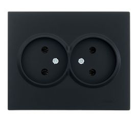 Двойная розетка Lezard VESNA без заземления, ПБТ, чёрный бархат 742-4200-128B 