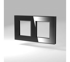 Двухпостовая рамка CGSS горизонтальная/вертикальная, стеклянная черная Эстетика GL-P102-BCG 